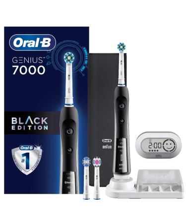 Electric Toothbrush, Oral-B 7000 SmartSeries Black Electronic Power Rechargeable Toothbrush with Bluetooth Connectivity Powered by Braun , 8 Piece Set