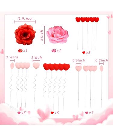 LaVenty 12 PCS Mothers Day Cake Topper Rose Flower Cake Topper Decoration Heart Love Cake Topper Decoration Mothers Day Gift Mothers Day Suprise For Her Pink - Buy Online on GoSupps.com