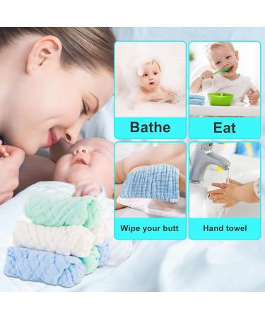 Minimoto Baby Musselin Washcloths - Soft 27.9x27.9 cm Towels for Sensitive Skin (6 Pack) - Natural Cotton Baby Accessories in White Green Blue - Buy Online on GoSupps.com