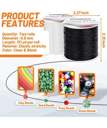 Paxcoo 2 Rolls 0.8mm Elastic Stretchy Bead String Cord for Jewelry Making - Crystal & Black Bracelet String - Buy Online on GoSupps.com