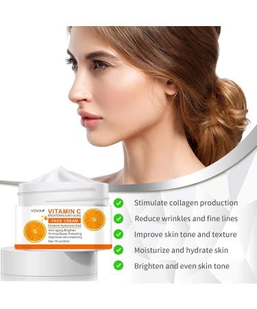 Vitamin C Face Cream with Hyaluronic Acid & Vitamin E - Anti-Ageing Day and Night Cream for Men and Women - Increases Skin Collagen Brightens Moisturises and Plumps the Skin - Buy Online on GoSupps.com