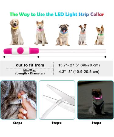 Auauy LED Light Neck Band for Dogs & Cats - Waterproof USB Charging Adjustable & Luminous Pet Safety Collar (Pink) - Buy Online on GoSupps.com
