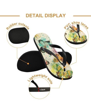 Buy Mnsruu Watercolor Butterfly Flip Flops Sandals | Comfortable Home Slippers for Men & Women | Multicolored Travel & Spa Footwear - Buy Online on GoSupps.com
