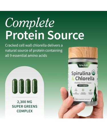 Snap Supplements Liver Health + Organic Spirulina and Chlorella Bundle 60 + 120 Vegetarian Capsules - Buy Online on GoSupps.com