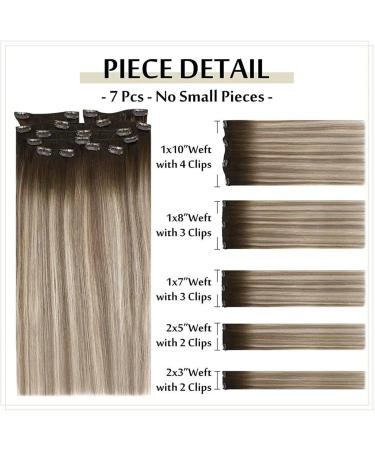 Clip in Hair Extensions 7 Pieces Human Hair Clip in Hair Extensions Ombre Brown Blonde Clip in Extensions Dark Brown Balayage Golden Blonde Ombre Platinum Blonde Seamless Clip Clip in Extensions (Siz 14 inches 100g/Set - Buy Online on GoSupps.com