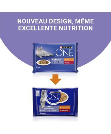 PURINA ONE Adult Tapered in Sauce Assorted Flavors Chicken and Beef Meal Bags for Adult Cats 4x85g | Pack of 12 - Buy Online on GoSupps.com