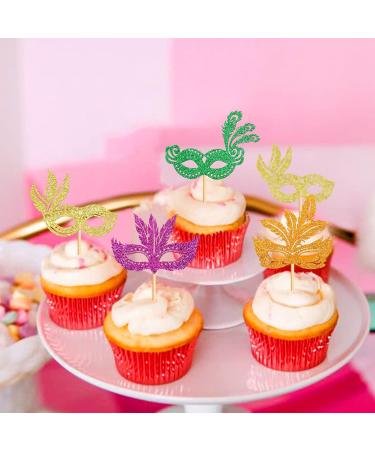Keaziu 24PCS Mardi Gras Cupcake Topper Masquerade Masks Bachelorette Mask Cupcake Toppers Masquerade Mardi Gras Baby Shower Birthday Party Decorations Supplies 1 Mask 1 - Buy Online on GoSupps.com