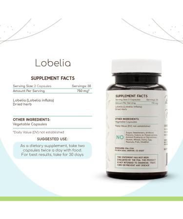 HerbEra Lobelia 60 Capsules, 750 mg, Lobelia (Lobelia spp.) Dried Herb (60 Capsules) 60 Count (Pack of 1) - Buy Online on GoSupps.com