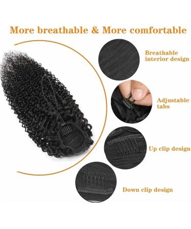 Human Hair Ponytail Hair Piece Ponytail Extension for Black Women Kinky Curly Drawstring Pony Tail Malaysia Real Human Hair Clip in Afro Curly Ponytail Hairpieces Natural Black Ponytail Hairpiece f 26inches Natural Color - Buy Online on GoSupps.com