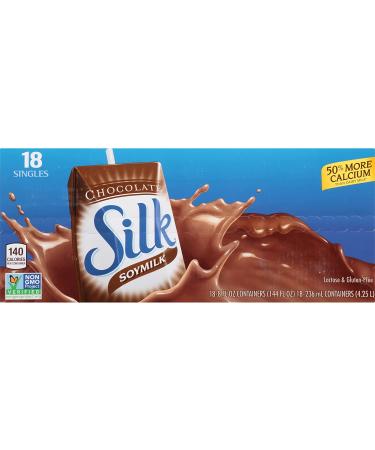 Chocolate Silk Shelf-Stable Soy Milk Singles - 8 Fl oz (Pack of 18) | Dairy-Free, Vegan, Non-GMO Project Verified - Buy Online on GoSupps.com