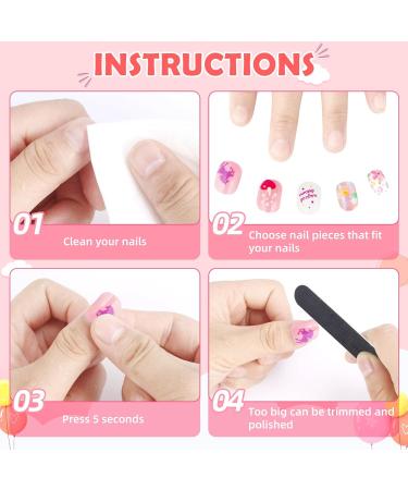 Obidodi 96pcs Kids False Nails Girls Press on Nails Short Full Cover Fake Nail Kits Kids Stick on Nails Girls Children Nail Design Decoration False Nails for Kids Kit - Buy Online on GoSupps.com