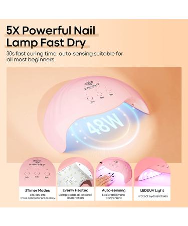 Modelones Poly Nail Gel Kit - 6 Color Nail Extension Gel Kit with 48W Nail Lamp & Slip Solution - Rhinestone Glitter Starter Kit for DIY Nail Manicure - Black Gold - Buy Online on GoSupps.com