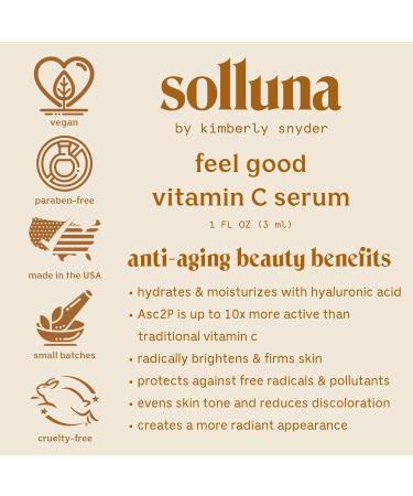 Feel Good Vitamin C Serum by Solluna | Brightening & Firming Facial Serum with Hyaluronic Acid & Botanical Extracts | Natural Cruelty-Free Non-GMO Shipping Worldwide - Buy Online on GoSupps.com