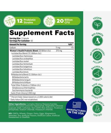Probulin Womens Probiotic - Vaginal UT Gut & Immune Health with Lactobacillus Reuteri - 20 Billion CFU 12 Probiotic Strains & Prebiotics - 60 Vegan Gluten Free Capsules for Whole-Body Wellness Women's Health Daily - 60  - Buy Online on GoSupps.com