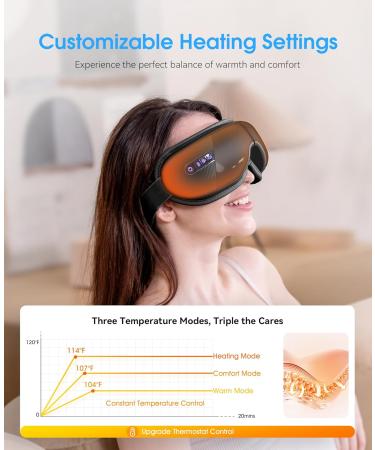 MUSICOZY Eye Massager with Heat & Vibration | Bluetooth Music Relaxation Mask for Migraines & Eye Strain | Best Gift for Women (Black - Buy Online on GoSupps.com
