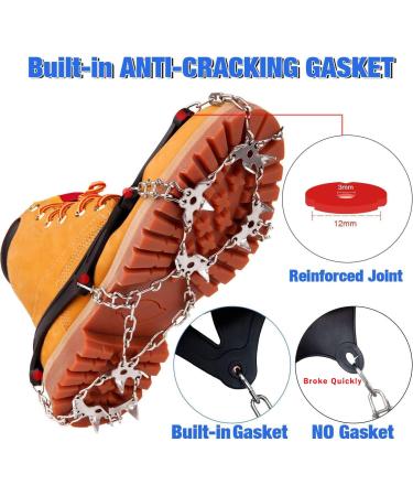 AUHIKE Crampons Ice Cleats Traction Snow Grips - Tear-Resistant Gasket, Safe for Hiking, Fishing, Jogging - Black Large - Buy Online on GoSupps.com