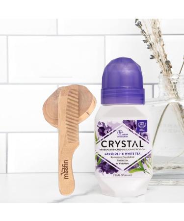 Crystal Essence Lavender White Tea Deodorant - Aluminum Free 24-Hour Protection for Women | Mineral-Enriched No White Marks + Free Moofin Wooden Comb (6-Pack - Buy Online on GoSupps.com
