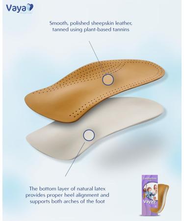 Vaya Medical Orthopedic Insoles for Children - Sheepskin Flat Valgus Feet Inner Sole - Comfortino Brown Size 6 (23) - Buy Online on GoSupps.com