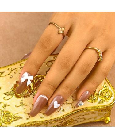 Sethexy Ballerina False Nails - Long Coffin Shape French Tips | High-Quality False Fingernails for Glamorous Looks - Buy Online on GoSupps.com