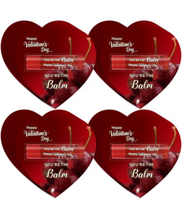 30 Pcs Valentines Day Lip Balm Bulk Galentines Day Thank You Gifts Party Favors Lip Moisturizer Lip Butter Moisturizing Lip Care Hydration Beeswax Reception Ideas You Are The Balm (Cherry)