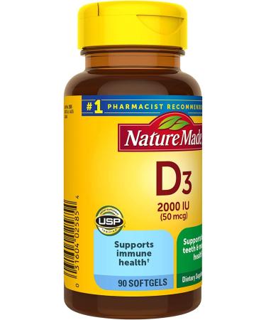Nature Made Vitamin D3 2000 IU - Immune Support, Strong Bones & Muscle Health | 90 Softgels - Buy Online on GoSupps.com