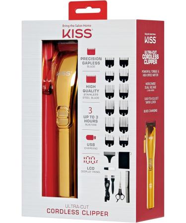 KISS Ultra-Cut Precision Carbon Steel Blade Cordless USB Hair Clipper High Torque Motor Lithium Ion Battery 110v-240v LCD Battery Display 3 Hours Runtime 20 Pieces - Buy Online on GoSupps.com