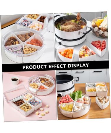 Mikinona Dried Fruit Plate Lunchbox Party Tray with Lid Candy for Kids Serving Candy Boxes Section Round Tray 26X7.5CM White - Buy Online on GoSupps.com
