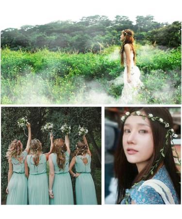 2 Pieces Flower Crown Floral Wreath Headbands Boho Floral Crown Headbands Floral Garland Headbands Flower Green Leaves Headpieces for Wedding Party Beach Vacation Holiday Photo Props - Buy Online on GoSupps.com