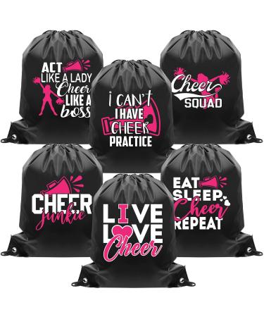 Saintrygo 6 Pieces Cheer Bags Cheerleading Bags Girls Cheer Competition Bag Cheerleading Backpacks Gymnastic Cinch Sack Cheer Drawstring Bag for Girls Cheerleaders Sports Activities