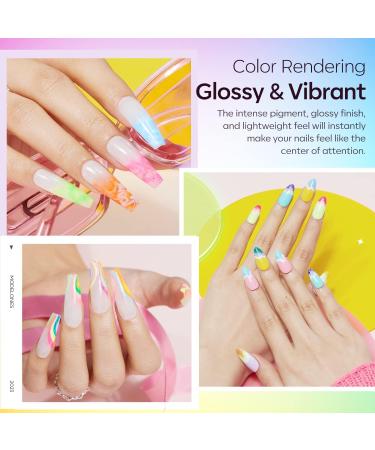 Modelones 36 Pcs Christmas Rainbow Gel Nail Polish Set - Bright Neon Holiday Colors - Glitter Soak Off Nail Art Kit - Starter DIY Gift for Women - Buy Online on GoSupps.com