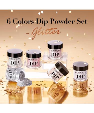 AZUREBEAUTY Dip Powder Nail Set - 6 Colors Glittery Chrome Dipping Powder Kit for Perfect Manicure - No Nail Lamp Needed - Buy Online on GoSupps.com