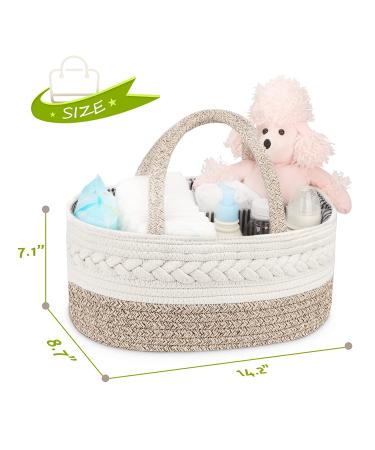 Maliton Cotton Rope Diaper Caddy Organizer for Changing Table - Large Baby Basket for Storage, A-Brown - Buy Online on GoSupps.com