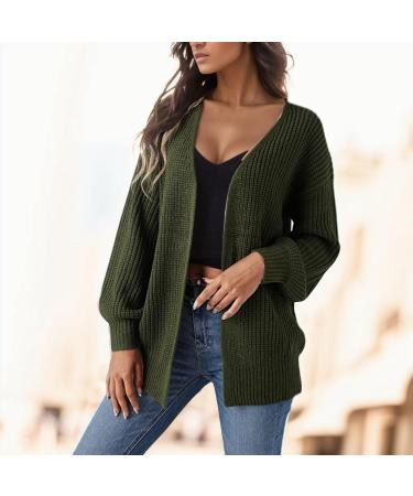 Gefomuofe Cardigans for Women Long Sleeve Cardigan for Women Pocket Jacket Cardigan Women's Blazer Cardigan Outerwear Elegant Shoulder Jacket Top Casual Top Green S - Buy Online on GoSupps.com