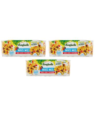 Bonduelle Bonduelle 3-pack of corn - Corn mix - Olive and Pepperoni - Sweet and crispy corn with olives and peppers (3 x 170g)