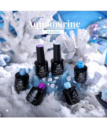 Beetles Blue Purple Gel Nail Polish Set - 6 Pcs Aquamarine Mermaid Gel Polish | Soak Off UV LED, Base & Top Coat | Salon Quality Starter Kit | Mother's Day Gifts - Buy Online on GoSupps.com