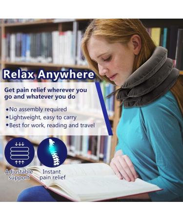 Cervical Neck Traction Device for Instant Pain Relief - Inflatable & Adjustable Neck Support Brace | Best Neck Traction Pillow for Home Use - Gray - Buy Online on GoSupps.com
