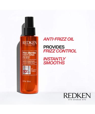 Redken Frizz Dismiss Instant Deflate Oil-In-Serum - 4.2 Fl Oz | Smoothing Serum with Babassu Oil for Frizzy Hair | Enhances Shine | Sulfate-Free - Buy Online on GoSupps.com