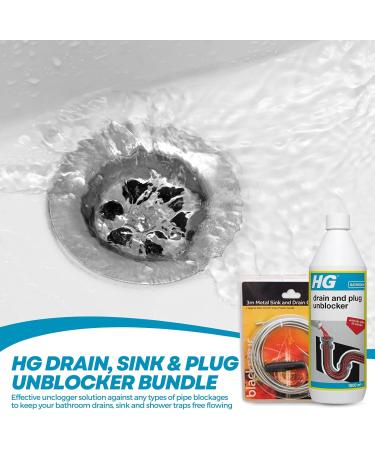 HG Drain Plug Unblocker Liquid Heavy Duty 1L 1x Ashley Wire Waste Clearer Unclogger Snake Tool 3m & 1x CHG Cleaning Gloves (M) - Sink Cleaner Hair Sludge Remover to Unblock Clogged Pipes - Buy Online on GoSupps.com
