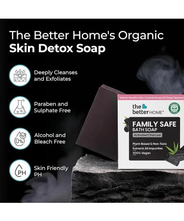 Th.e Bet.ter Ho.me Charcoal Soap - Natural 4-Pack (100g Each) | Exfoliating Bath Soap for Dead Skin Acne & Oil Control | International Shipping Available - Buy Online on GoSupps.com