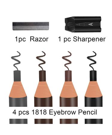 PVC Duckbill 4-in-1 Eyebrow Pencil Sharpener Set with 4 Eyebrow Pencils, Razor for Microblading - Ideal for Beauty Beginners and Professionals | 1 Set - Buy Online on GoSupps.com