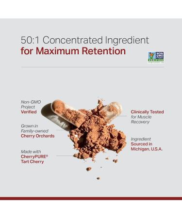 Montmorency Tart Cherry Concentrate 50:1 - Muscle Recovery Antioxidant-rich Gluten-Free Veggie Capsules | 25 000 mg | Made in USA - Buy Online on GoSupps.com