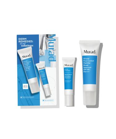 Murad Acne Solutions Value Set - 2-Piece Full Size Set ($75 Value) - Acne Fighting Skincare Set - Oil and Pore Control Mattifier SPF 45 1.7Fl Oz Rapid Relief Acne Spot Treatment 0.5Fl Oz