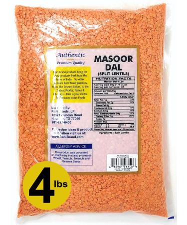 Rani Masoor Dal (Red Lentils) 64oz - All Natural, Gluten-Friendly, NON-GMO, Vegan | Indian Origin 4lbs - Buy Online on GoSupps.com