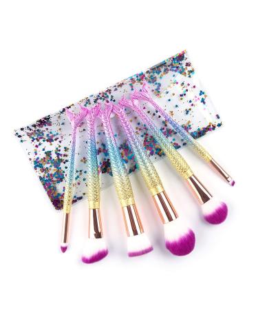 6-Piece Mermaid Makeup Brush Set | Portable Beauty Tools for Girls | Cosmetic Brushes for Women - Buy Online on GoSupps.com