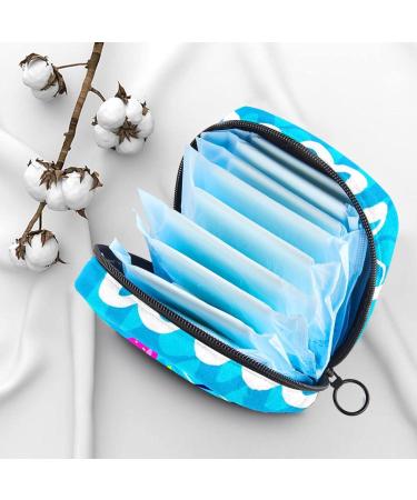 Summer Hello Blue Beach Menstruation Pad Bag with Zipper - Women's Tampon & Napkin Collection Bag for Girls - Buy Online on GoSupps.com