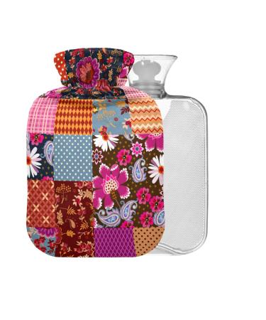 Floral Ornament hot water bottle with cover 1 l small warm-up bag for pain relief back pain hot and cold therapy BPA-free