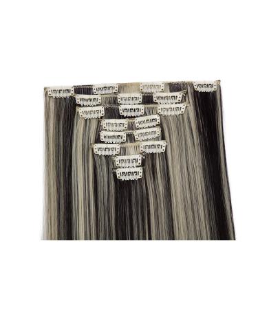 Clip In Hair Extensions - Real & Synthetic - 18 Clips 66cm Smooth Natural Black & Bleach Blonde - Full Head Coverage - Buy Online on GoSupps.com