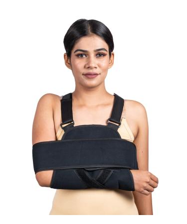 Arm Sling Shoulder Brace - Best Fully Adjustable Rotator Cuff and Elbow Support - Includes Immobilizer Band for Quick Recovery - for Men and Women Universal(28"-42")