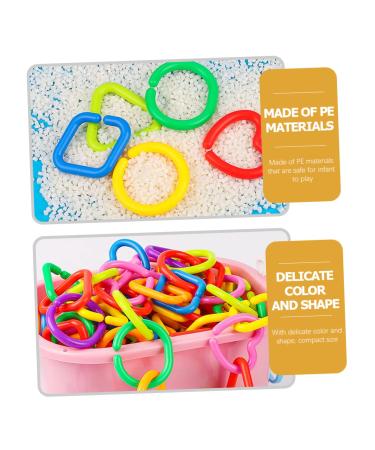 Ibasenice 175 PTH Geometric Chain Buckle Baby Rings Toy - 5 Colorful Toddler Chain Play Set for Crib 5.5x5.5cm - Buy Online on GoSupps.com