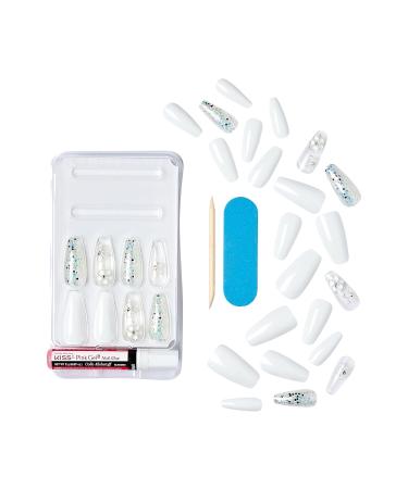 KISS Gel Fantasy Press On Nails - Sweet Jelly White Coffin Shape Long Size | 28 Nails & Glue Included | Perfect for International Shipping - Buy Online on GoSupps.com